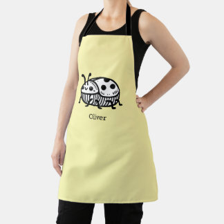 Charming Hand-Drawn Beetle Illustration Apron