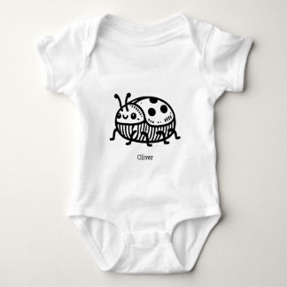 Charming Hand-Drawn Beetle Illustration Baby Bodysuit
