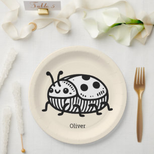 Charming Hand-Drawn Beetle Illustration Paper Plates