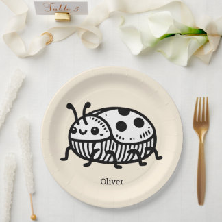 Charming Hand-Drawn Beetle Illustration Paper Plates