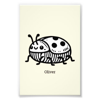 Charming Hand-Drawn Beetle Illustration Photo Print