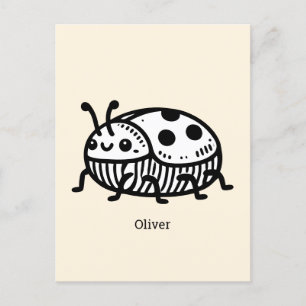 Charming Hand-Drawn Beetle Illustration  Postcard