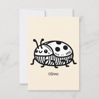 Charming Hand-Drawn Beetle Illustration Thank You Card