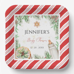 Charming Hand-Drawn Custom Christmas Baby Shower Paper Plates