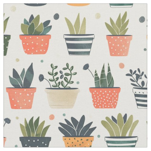 Charming Hand_Drawn Indoor Plant Pattern Fabric