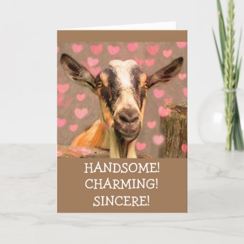 Charming Handsome Goat Valentines Holiday Card