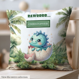 Charming Hatching Soon Baby Dinosaur Nursery Throw Pillow
