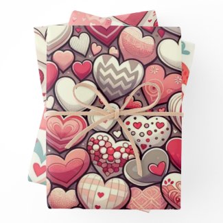 Charming Heart Pattern for Valentine's Day Wrapping Paper Sheets
