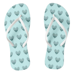 Charming heart pattern in mint green  flip flops