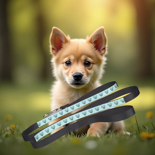 Charming heart pattern in mint green  pet leash (Creator Uploaded)