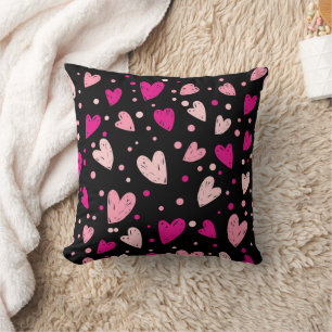 Charming Hearts and Dots Pattern Throw Pillow
