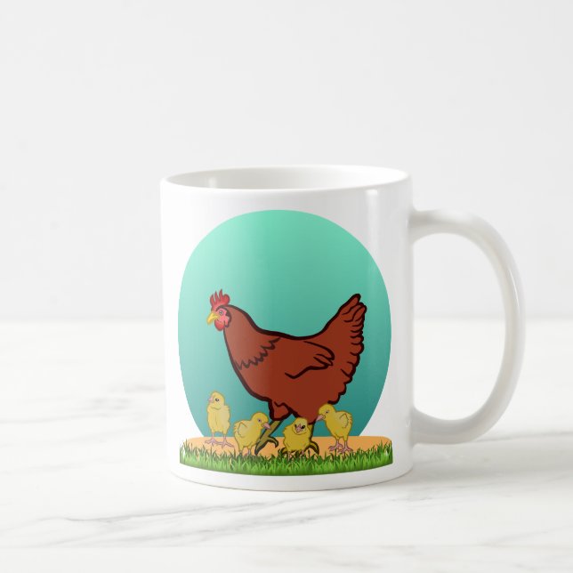 Charming Hen and Chicks Farmyard Mug (Right)