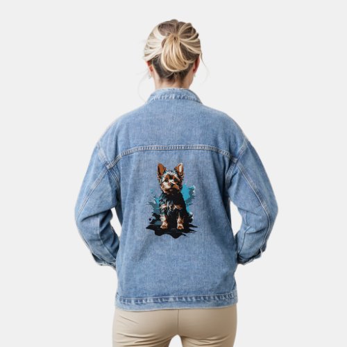 Charming highlighting a Yorkshire Terrier Denim Jacket