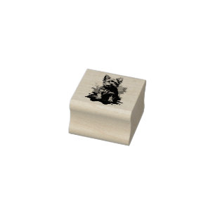 Charming highlighting a Yorkshire Terrier Rubber Stamp