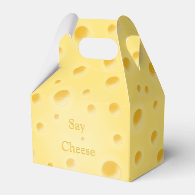 Charming Holey Cheese Custom Text Food Favor Boxes (Front Side)