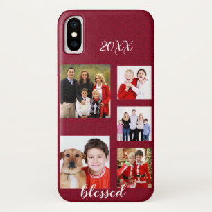 Charming Holiday Family Photo Collage Monogram iPhone X Case