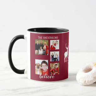 Charming Holiday Family Photo Collage Monogram Mug