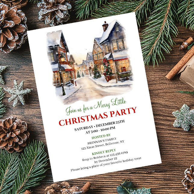 Charming holiday scene Christmas village event   Invitation (Charming holiday scene Christmas village event invite)