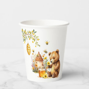 Charming Honey Bee Bear Baby Shower Paper Cups