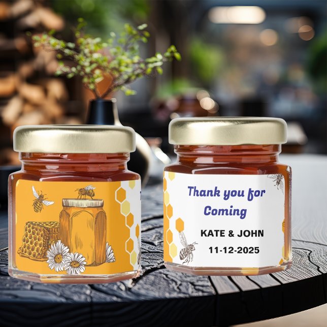 Charming Honey Bee With Customizable Text Label  Jar Favors (Creator Uploaded)