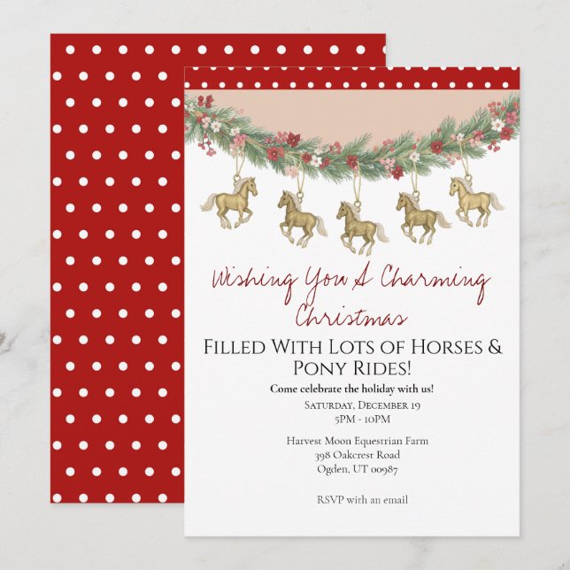 Charming Horse Christmas Invitation (Front/Back)