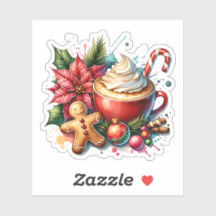 Charming Hot Cocoa and Gingerbread Men Christmas Sticker