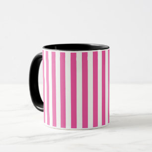 Charming Hot Pink and White Vertical Stripes Mug
