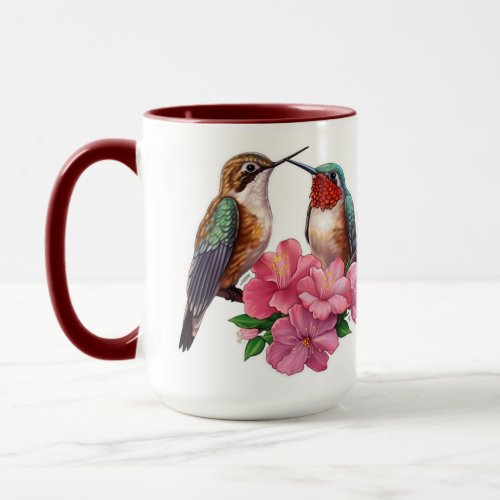 Charming hummingbird duo mug