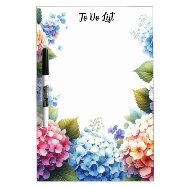 Charming Hydrangea To Do List Dry Erase Board (Front)