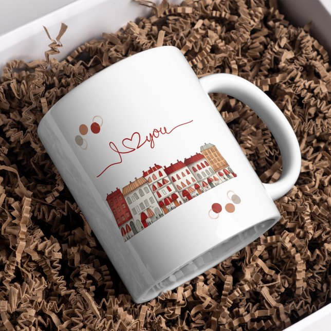 Charming "I Love You" Town Illustration Mug (Creator Uploaded)