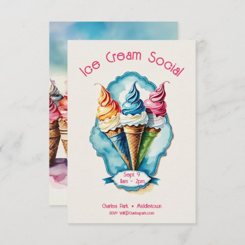 Charming Ice Cream Social Invitation