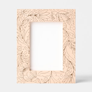 Charming Illustrated Dove and Folk Floral Frame Engraved Frames