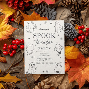Charming Illustrated Ghosts for a Fun Halloween Invitation