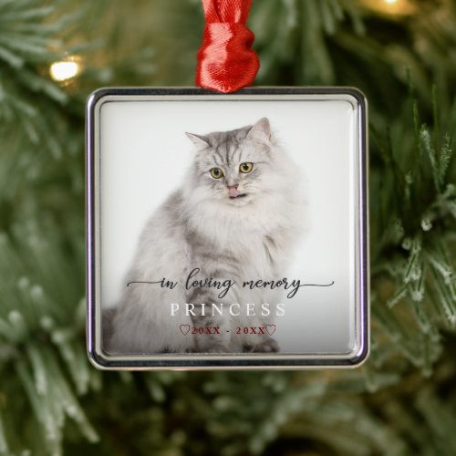 Charming In Loving Memory Cat Photo Monogram Metal Ornament