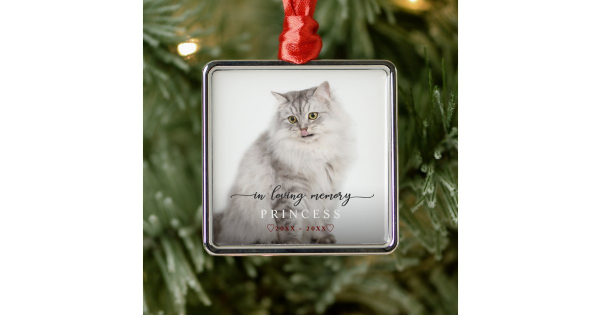 Charming In Loving Memory Cat Photo Monogram Metal Ornament | Zazzle