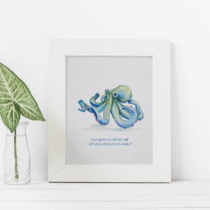 Charming Inspirational Watercolor Octopus Poster
