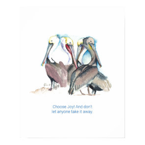 Charming Inspirational Watercolor Pelicans Poster