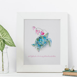 Charming Inspirational Watercolor Sea Turtle Poster