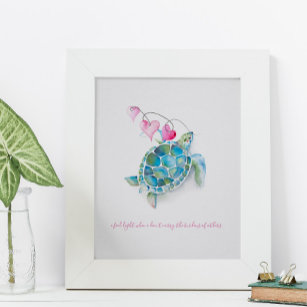 Charming Inspirational Watercolor Sea Turtle Poster