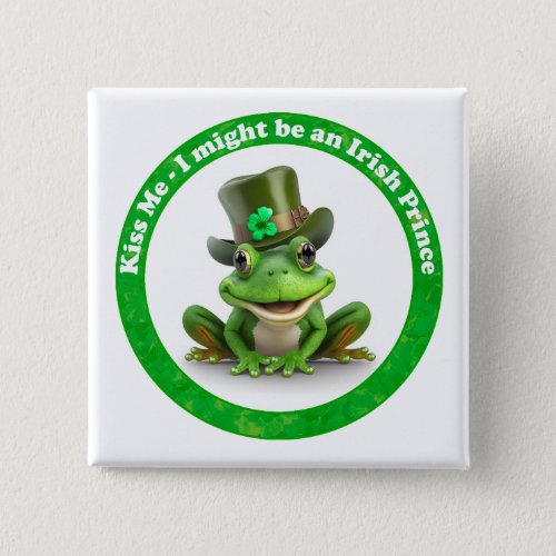 Charming Irish Frog Prince with a Leprechaun Hat Button