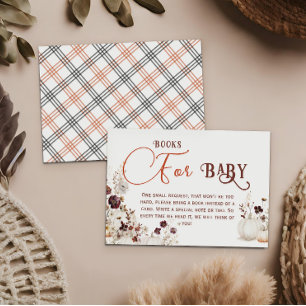 Charming Ivory Pumpkin Floral Books for Baby Enclosure Card