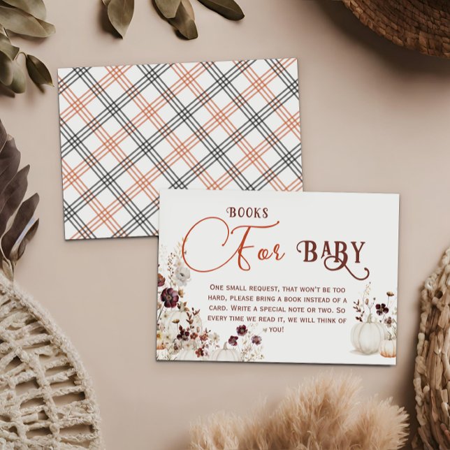 Charming Ivory Pumpkin Floral Books for Baby Enclosure Card (Creator Uploaded)