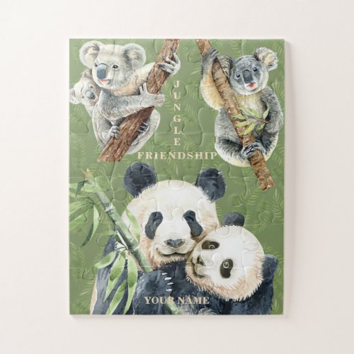 Charming Jungle Friends Koala Panda Mother Baby Jigsaw Puzzle