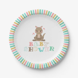Charming Kangaroo Baby Shower Paper Plates