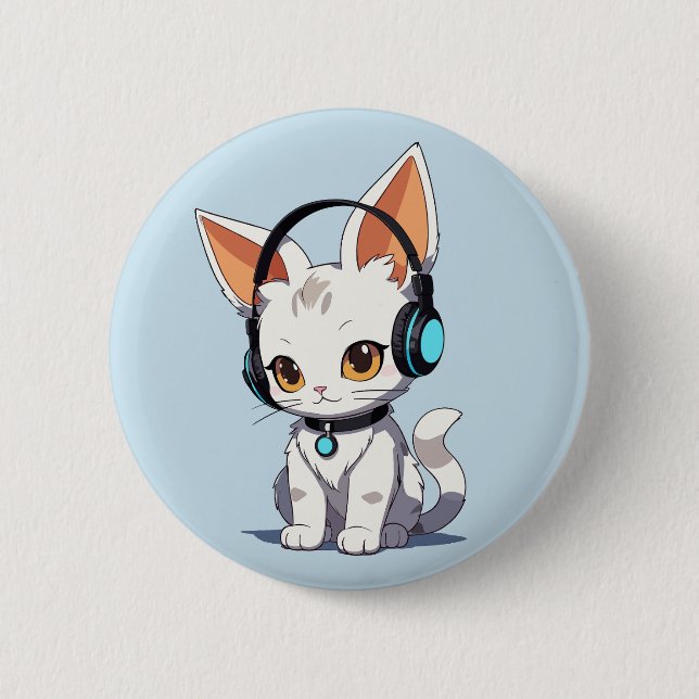 Charming Kawaii Cat Design Button (Front)