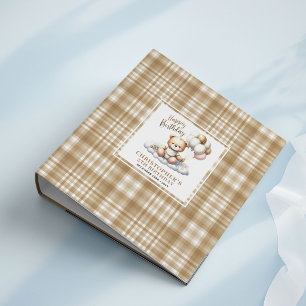 Charming Kids Birthday Teddy Bear Gold Ring Binder
