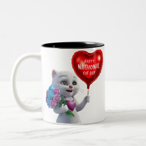 Charming Kitten National Cat Day T_Shirt Two_Tone Coffee Mug