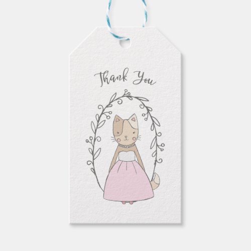 Charming Kitty in a Dress Thank You Gift Tags