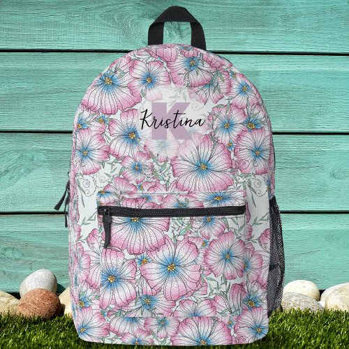 Charming Large Pink Blue Blooming Flowers 
