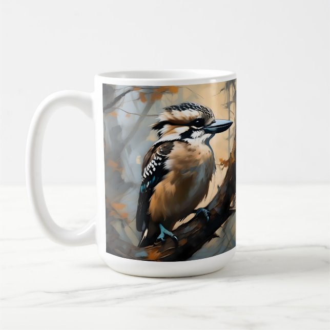 Charming Laughter: Kookaburra in Oil Paint Coffee Mug (Left)